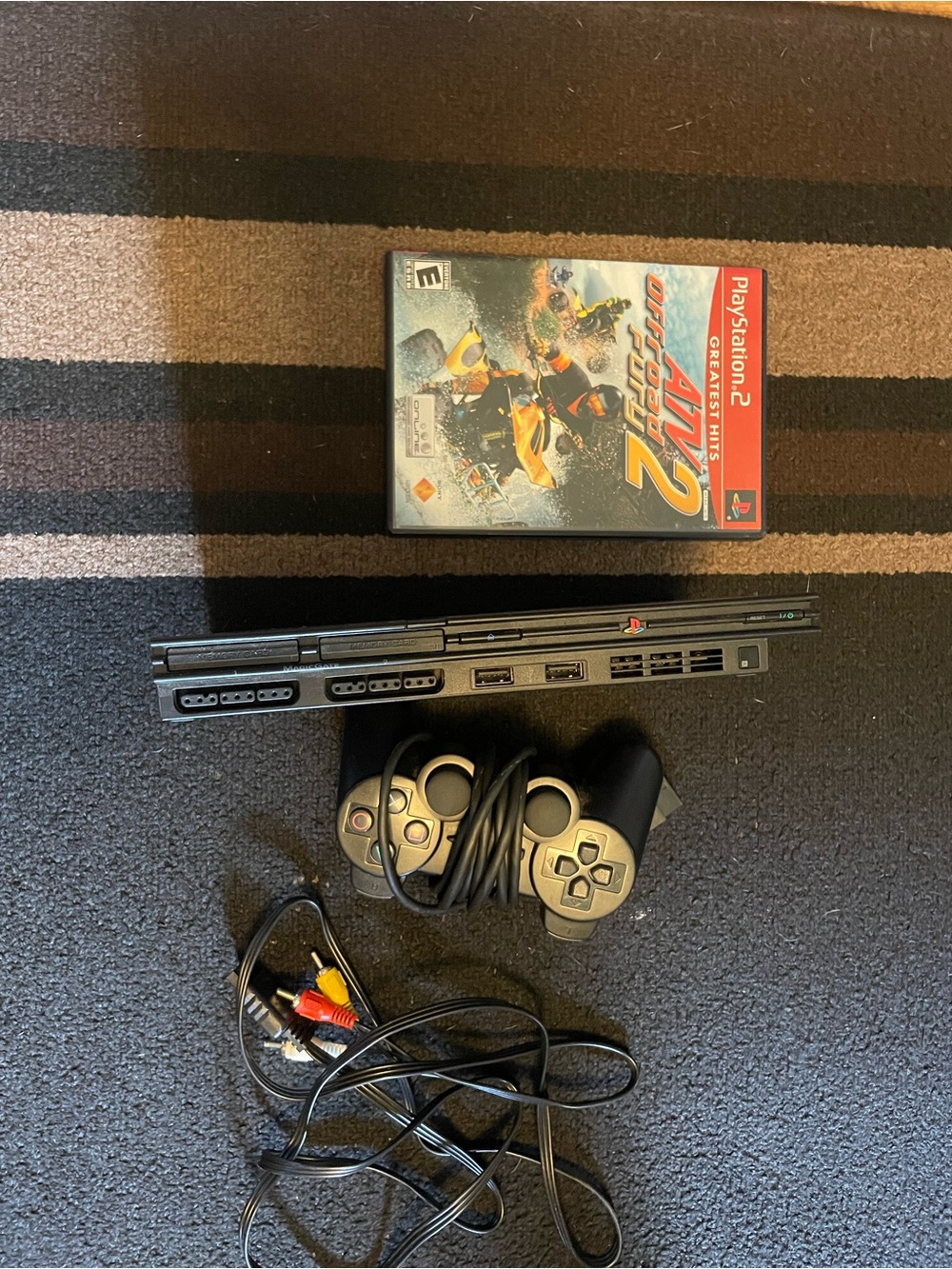 Sony PlayStation 2 Slim Black Console with Controller and Game